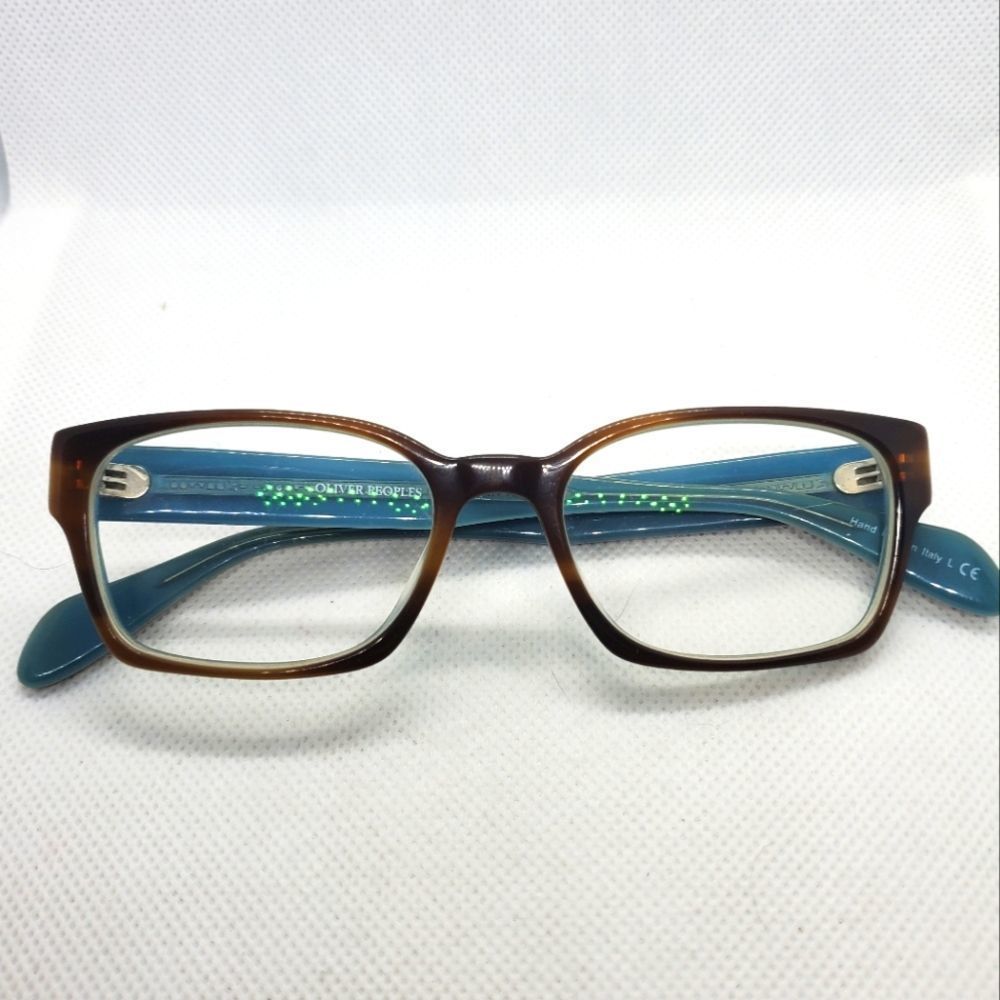 Oliver Peoples Brown Frame Glasses with Teal Blue Temples